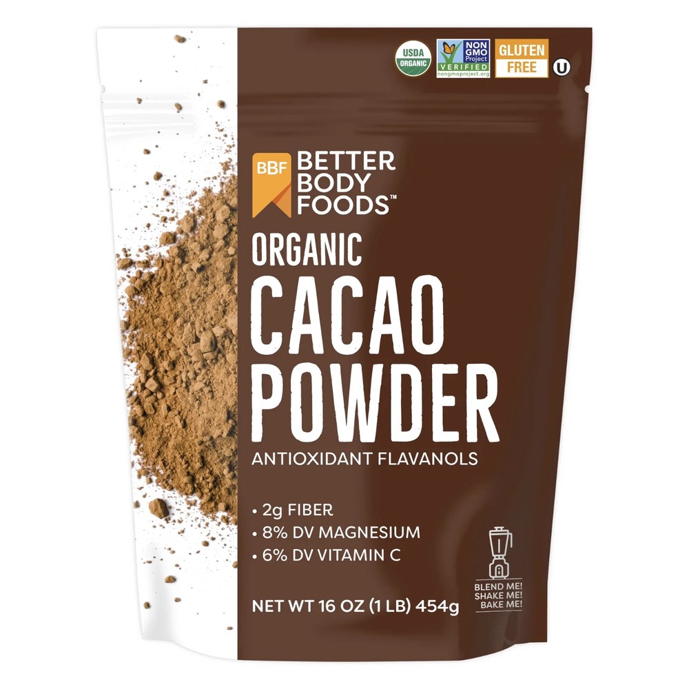 BetterBody Foods Organic Cacao Powder, Gluten-Free, 16 oz