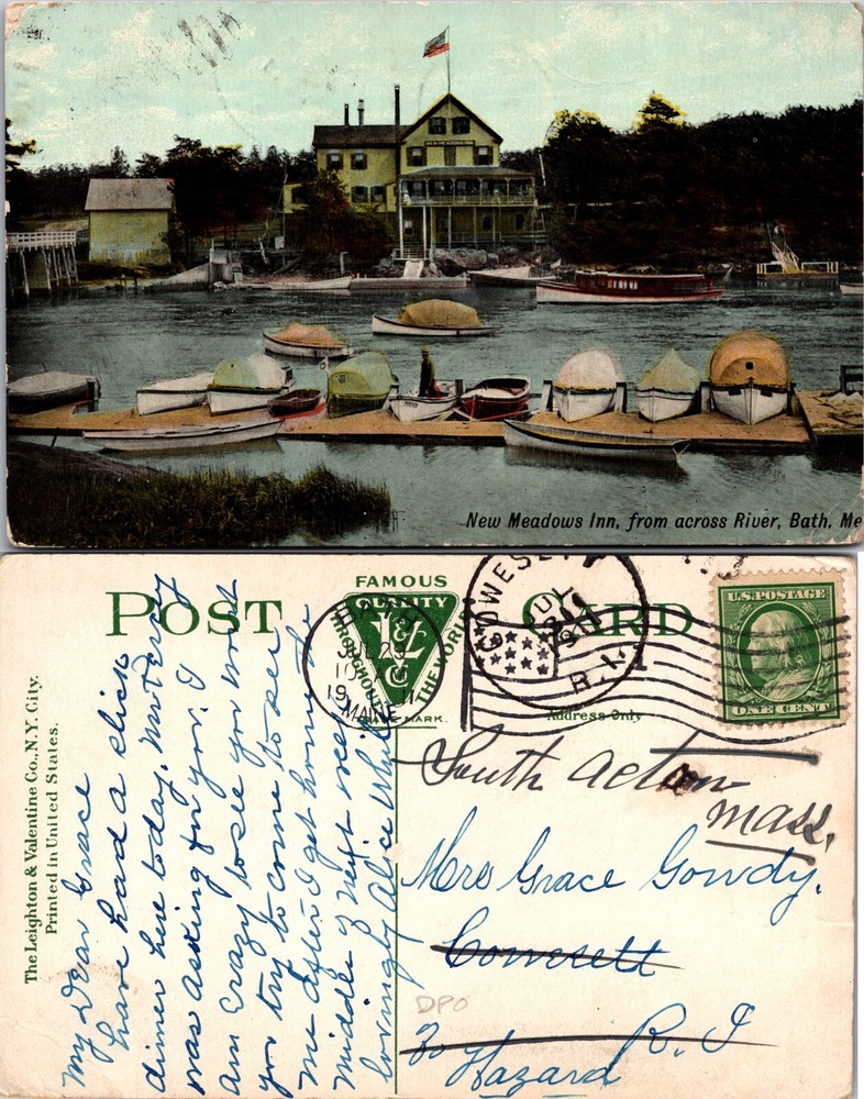 New Meadows Inn and Boats Bath Maine ME Postcard