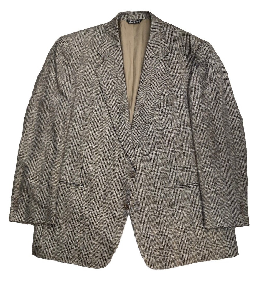 Vito Ruffolo Tweed Blazer 48R Plaid Lanificio Di Pray Biella Italy Wool Silk