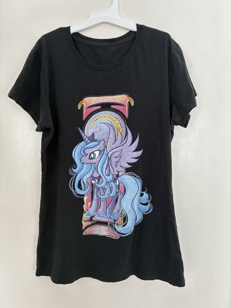 Hasbro My Little Pony Kid Girl Princess Luna Crewneck Short Sleeve Shirt Black L