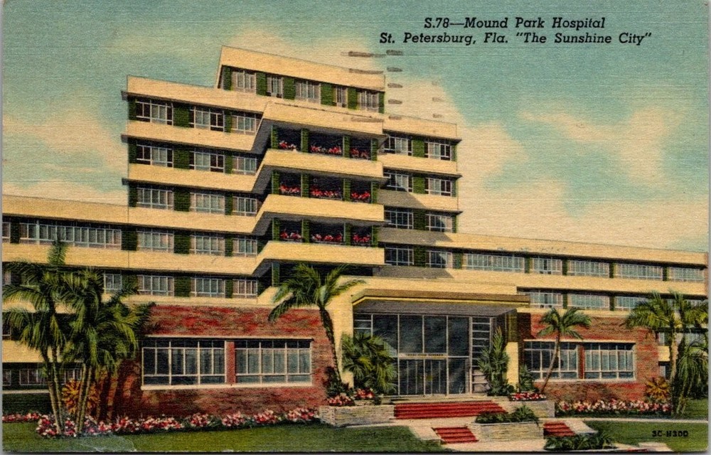 Mound Park Hospital St. Petersburg FL 1956 Postcard Curteich Art-Colortone