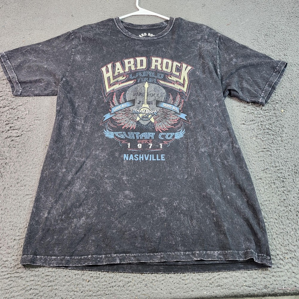 Hard Rock Cafe Shirt Mens XL Black World Tour Guitar Co Nashville Graphic Tee