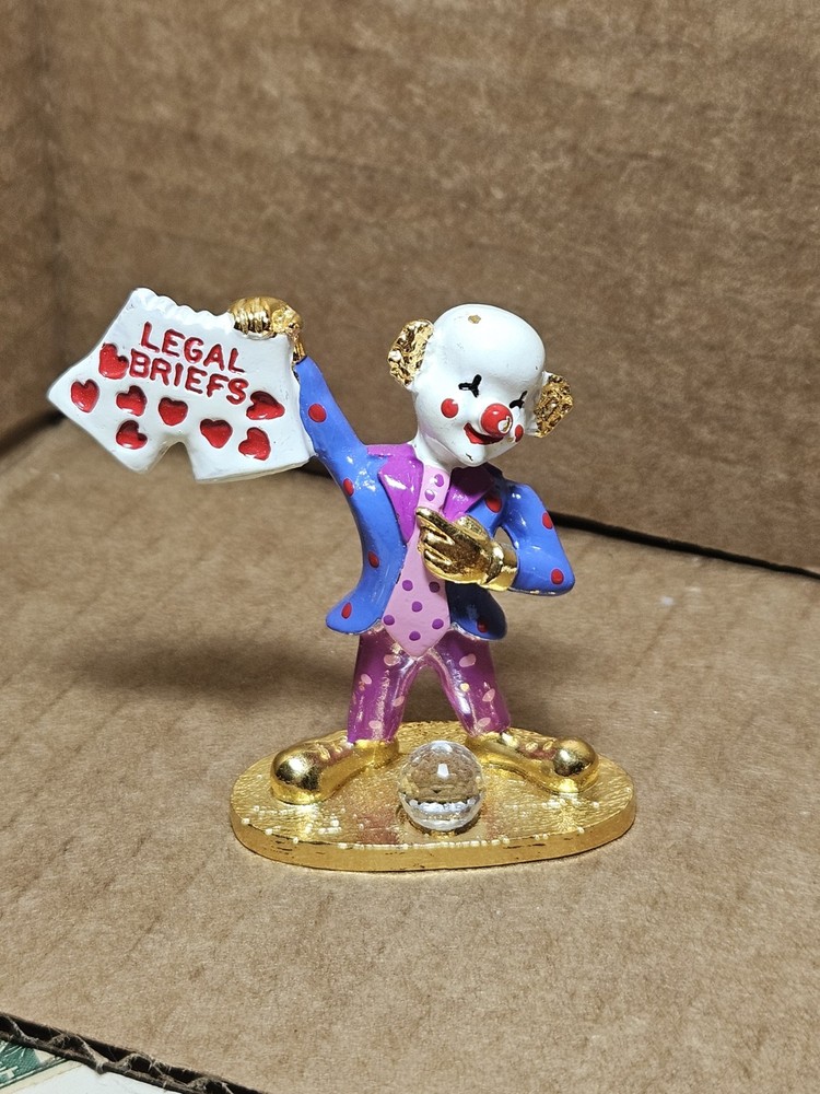 Pewter Legal Briefs Clown Statue with Swarovski Crystal Ball