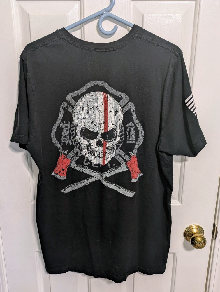 Nine Line Fire Department with Skull & Axes Black XL T-Shirt