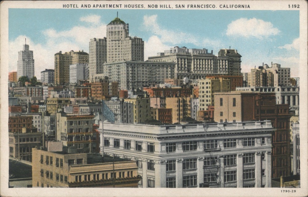 San Francisco, California CA Hotel Apartment Houses, Nob Hill Vintage Postcard