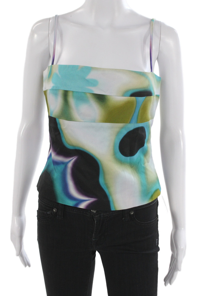 Saturdays NYC Womens Blue Square Neck Graphic Camisole Sleeveless Size 4Free Shipping in US $100+ Orders | $6.95 Orders Below