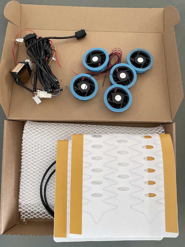 Universal car seat heater+ventilation,1 seat install.mesh and hole saw included