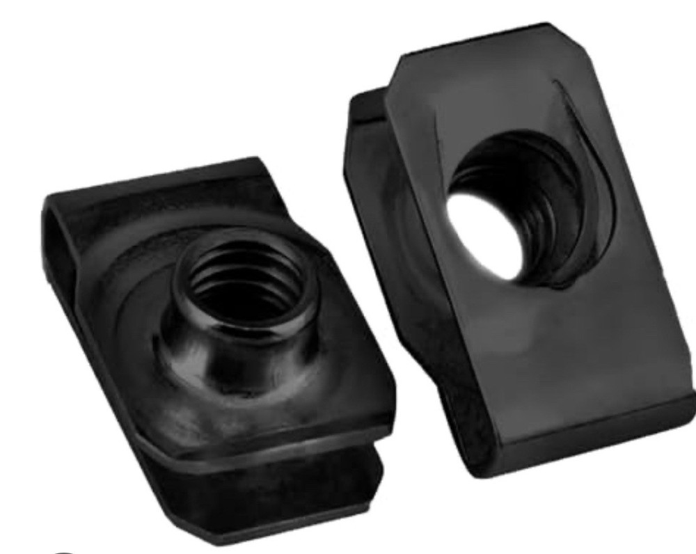 25 Steel Extruded U Nut M6-1.0 Screw Size Black Push / Clip On Nuts- MADE IN USA