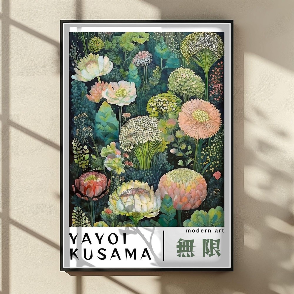 Yayoi Kusama Poster, Bright Japanese Abstract Wall Art Decor