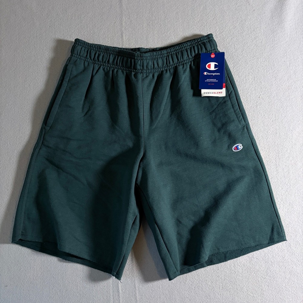 Champion Mens Powerblend Fleece Shorts Dark Green Medium NWT 85653