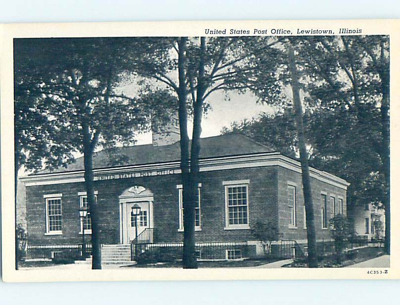 Unused Pre-1980 POST OFFICE SCENE Lewistown Illinois IL hs1008