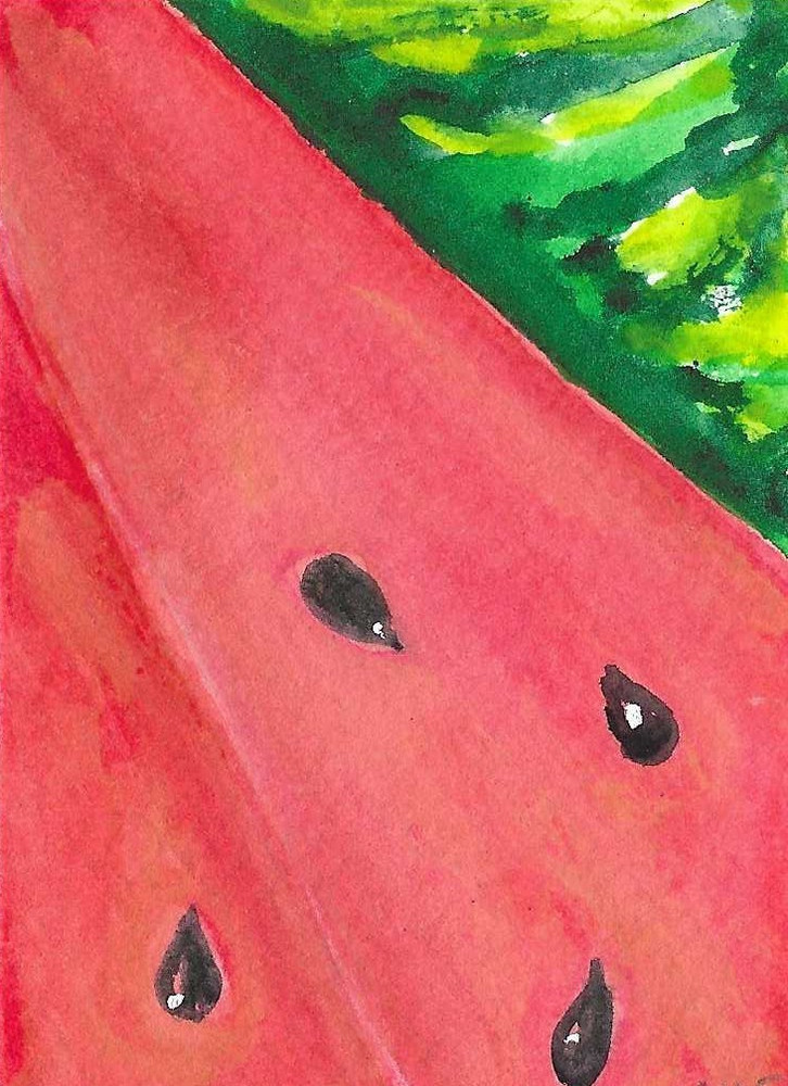 ACEO Watermelon 🍉 Watercolor Painting Art by Sharon Foster Original