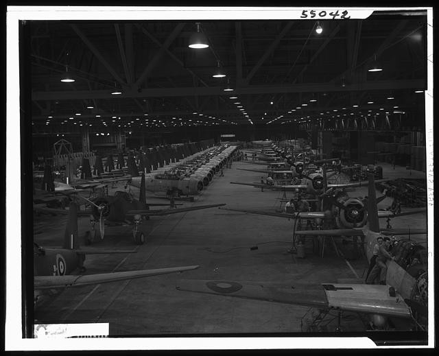 Aircraft Production Factory Hangar 1930s Assembly Line Military Planes