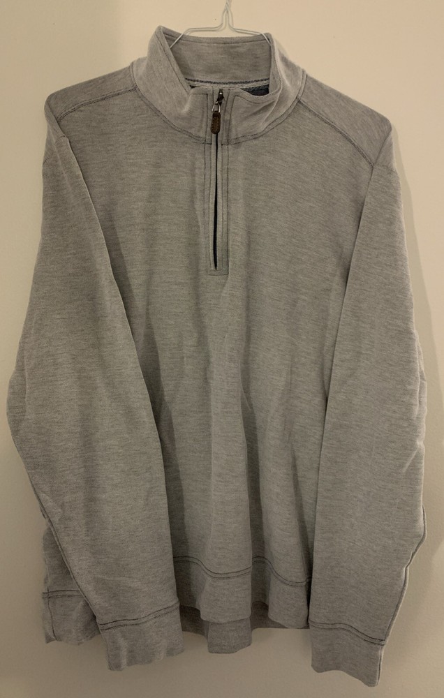 Tommy Bahama Men’s Gray Long Sleeve 1/4 Zip Pullover Sweater Size XL