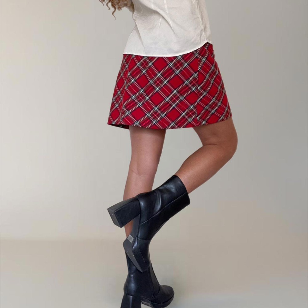 Vintage Xhilaration Red Plaid Mini Skirt for Women