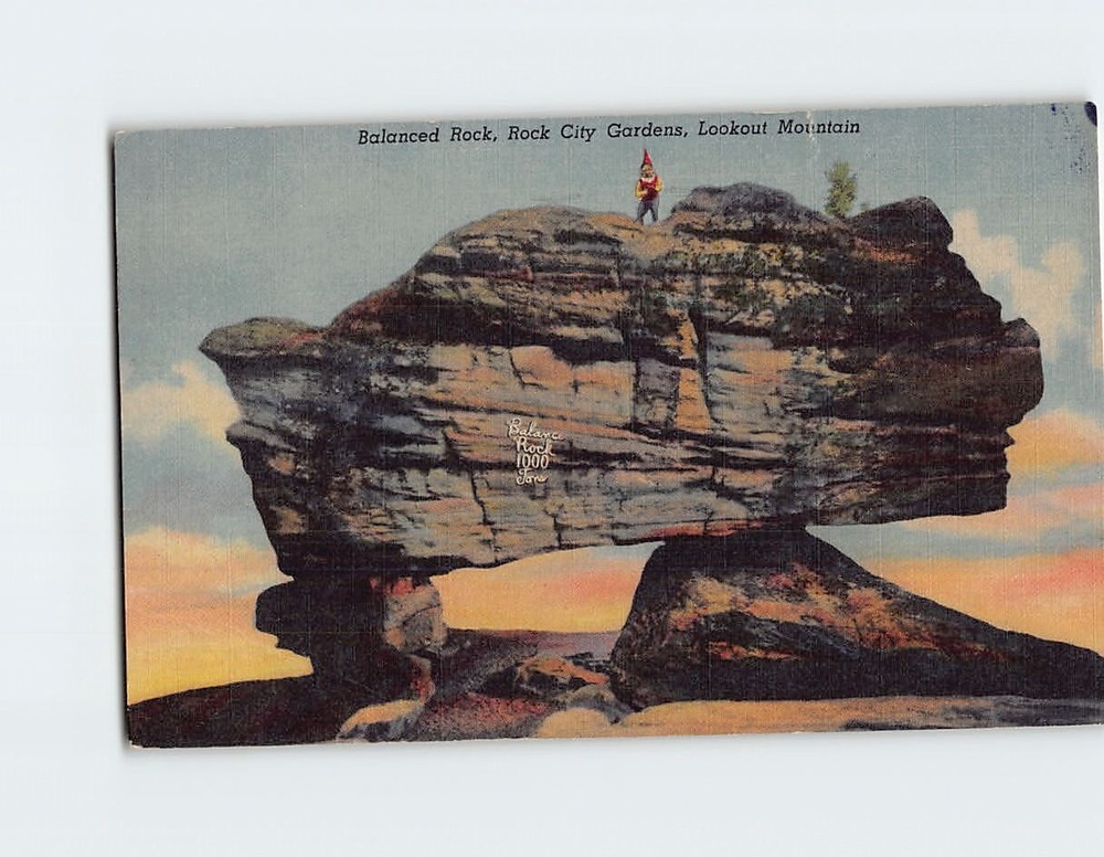 Postcard Balanced Rock Rock City Gardens Lookout Mountain Georgia USA