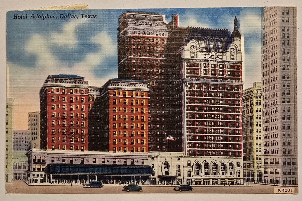 Hotel Adolphus Vintage Postcard Dallas Texas Linen Divided Back Posted