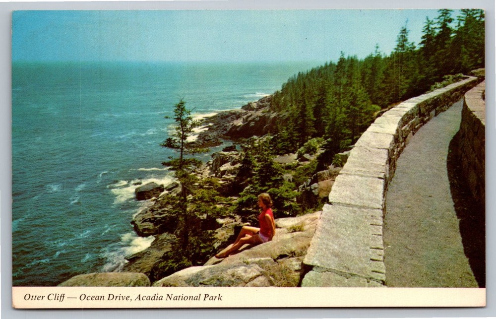Otter Cliff Ocean Drive Acadia National Park Maine Vintage Postcard-image