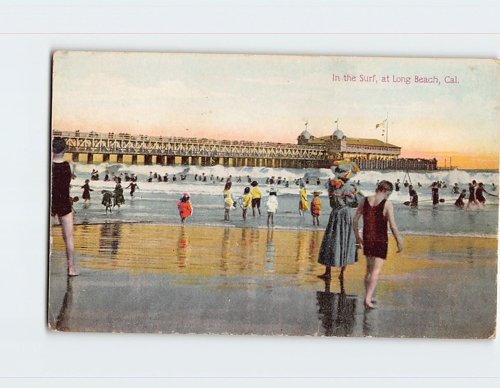 Postcard In The Surf at Long Beach California