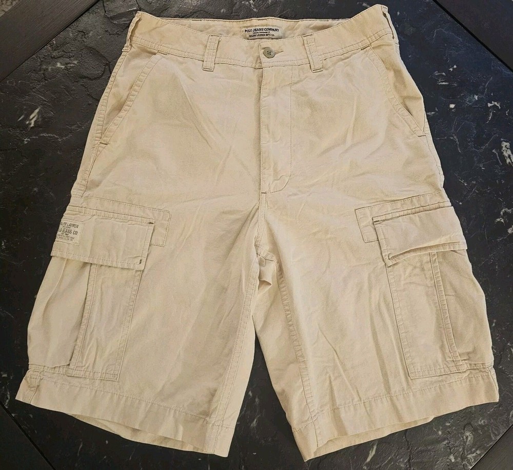 Vintage Polo Jeans Co Ralph Lauren Cargo Shorts Military Mens 30 Khaki Y2K Jorts