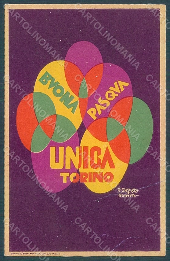 Artist Signed Depero Futurism Advertising Unica Torino Easter CREASES pc HR2317