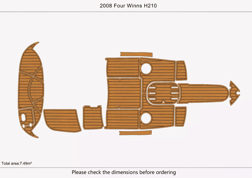 2008 Four Winns H210 Swim Platform Cockpit Boat EVA Pads Foam Teak Deck Floor