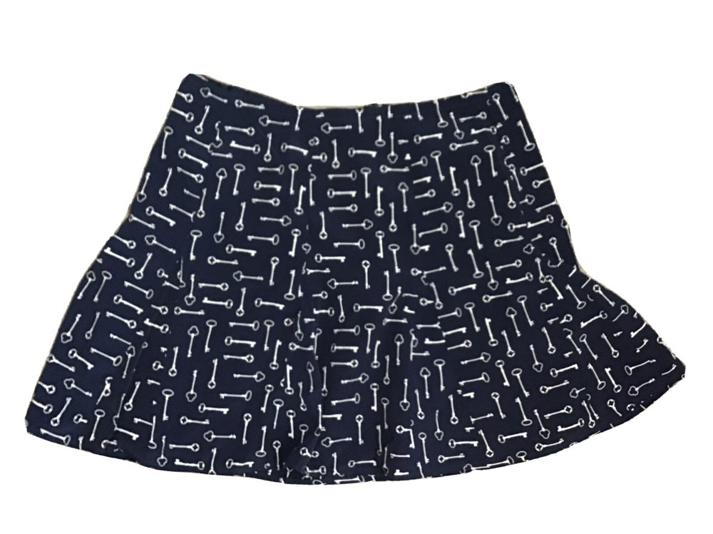 Banana Republic Navy Blue Skeleton Key Print Skirt Size 8