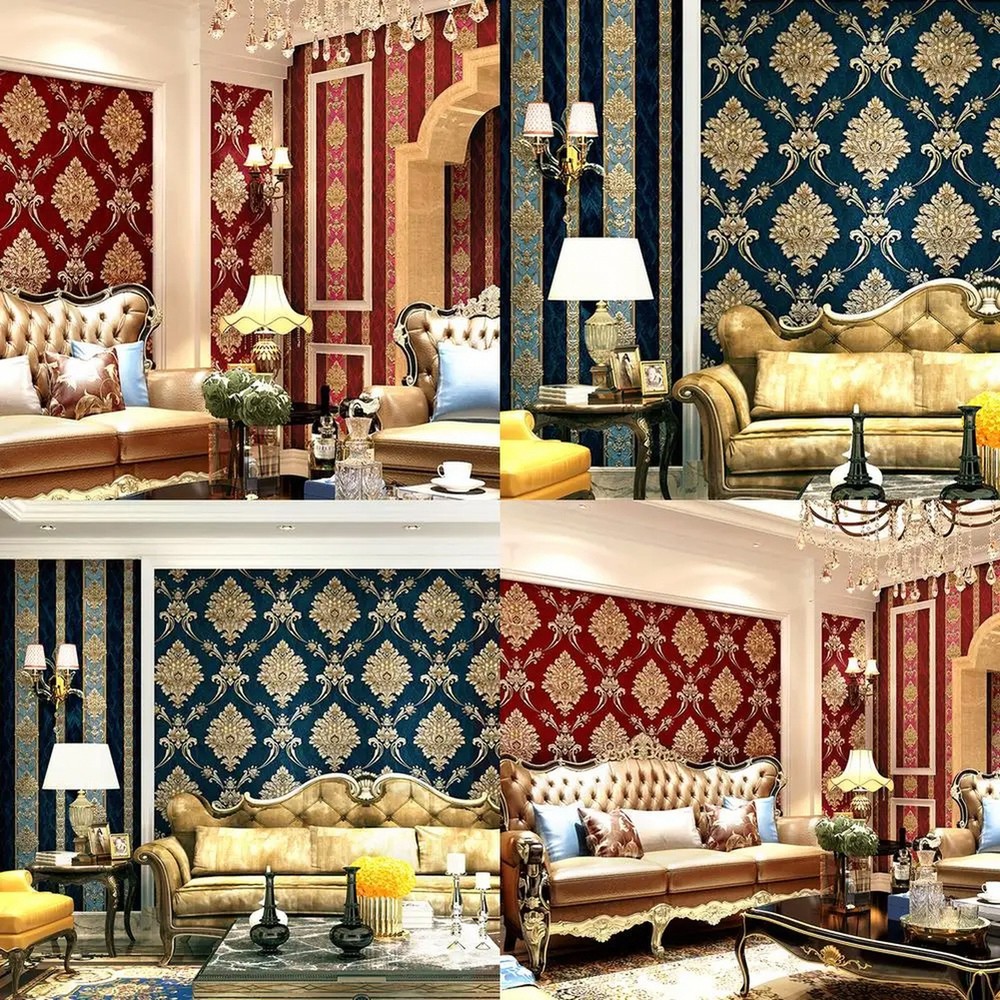 Luxury 3D Textured Vertical Stripe Paper Wall Covering for Bedroom Living