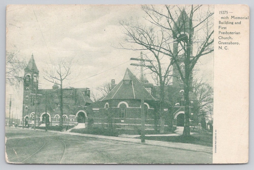 1909 Greensboro NC First Presbyterian Church Memorial Building Postcard