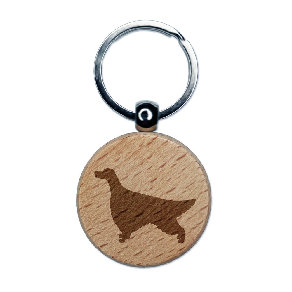 Personalized Irish Setter Engraved Wood Keychain Charm