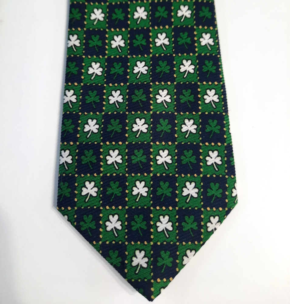 BSL Celtic Tie Collection Ireland Mens Tie Green Navy Shamrocks 58