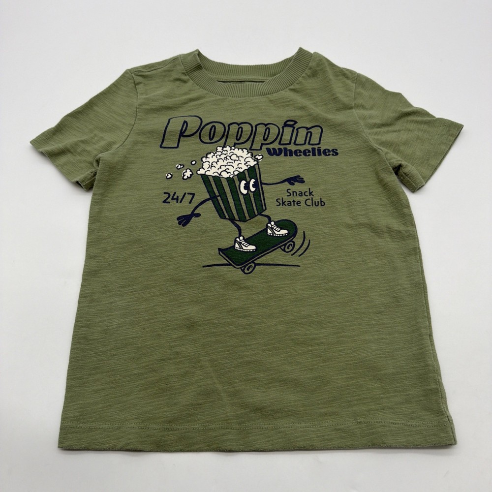 Wonder Nation T-shirt Kids Boys Size 5 Y Green Graphic Print .#45332