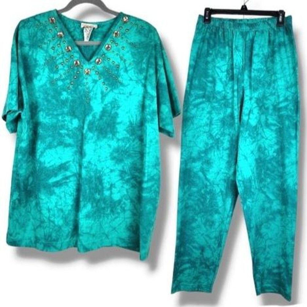 Vintage Marshall Rousso Tie Dye Set Statement Lounge Top and Pants Size L
