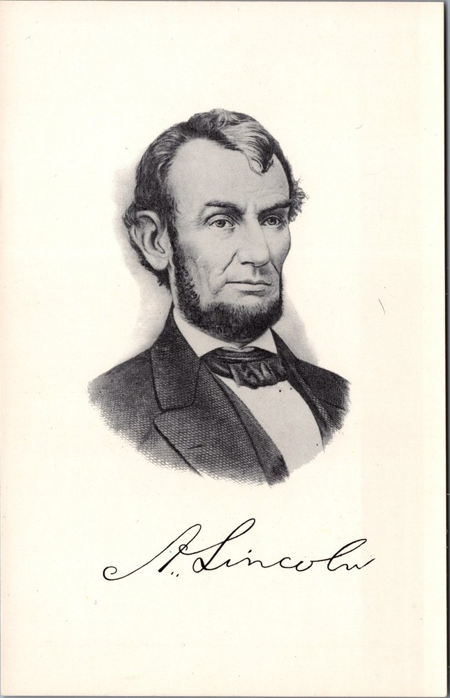 Abraham Lincoln Portrait Postcard - 16th President Facsimile Signature