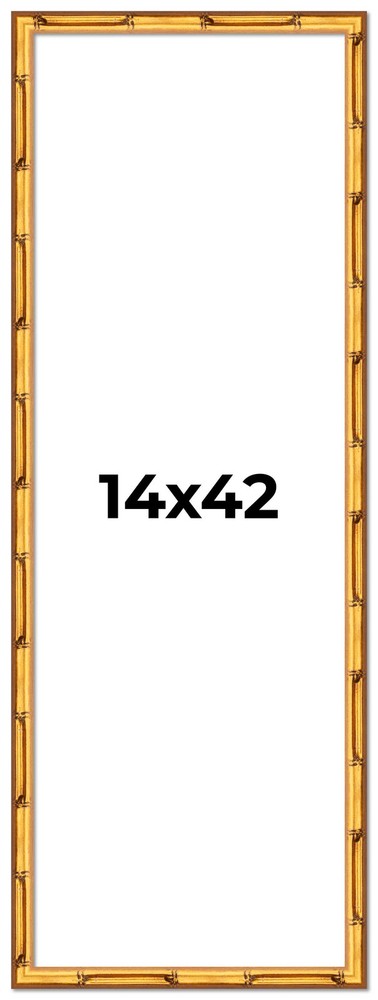 14x42 Frame Gold Bamboo Solid Wood Picture Frame | 1 Inch Moulding Width | Inter
