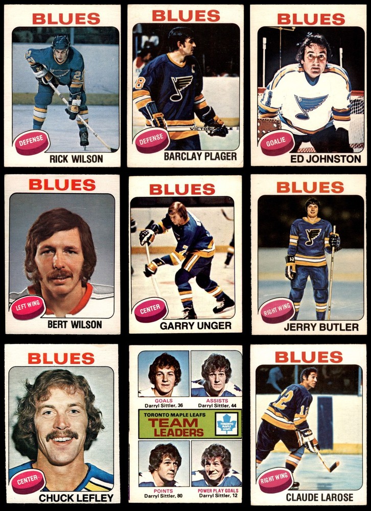 1975-76 O-Pee-Chee Blues Near Team Set 3.5 - VG+ 6137971 (14 / 19 cards)