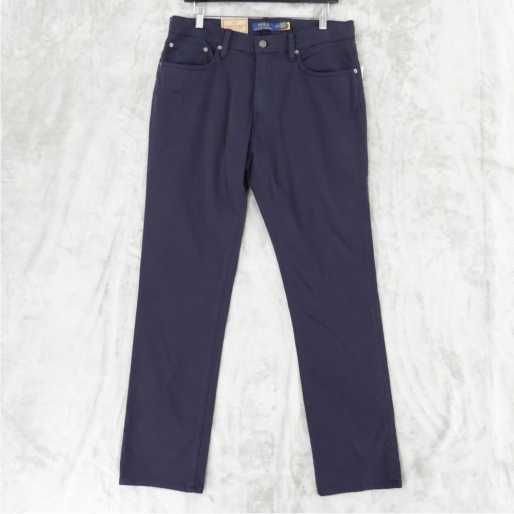 Polo Ralph Lauren Varick Slim Straight Pants Mens 32/32 Navy Stretch Chino NWT