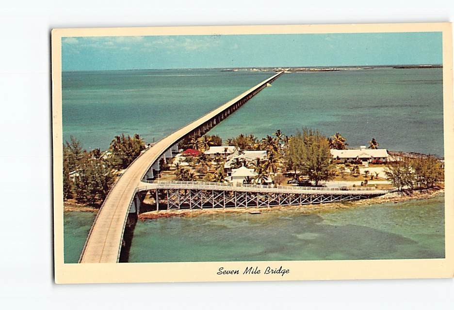 Postcard Seven Mile Bridge over the Pigeon Key Florida Keys USA Aerial View