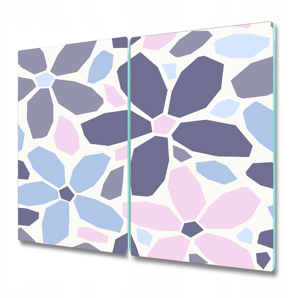 Glass Kitchen Chopping Board Geometrical Flowers Pastel Colours 2x30x52