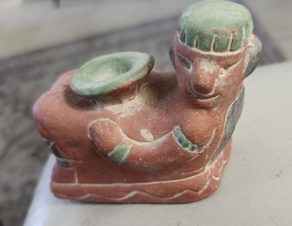 Mesoamerican Mayan God Chac Mool Terracotta Clay Statue Mexico