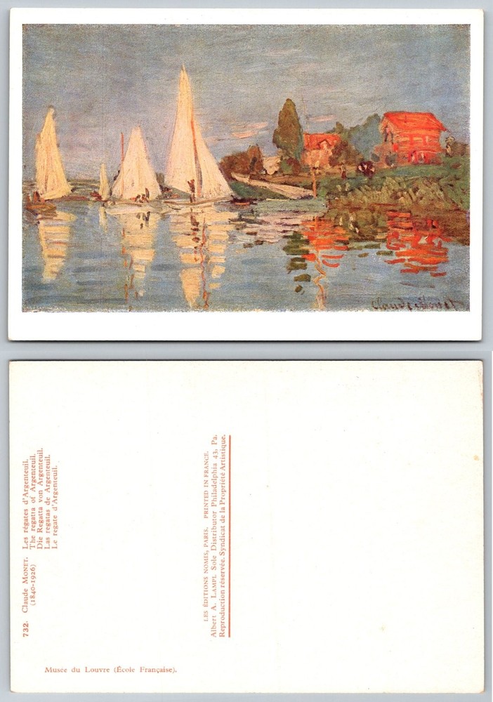 Claude Monet The Regatta at Argenteuil Louvre Museum Art Postcard France
