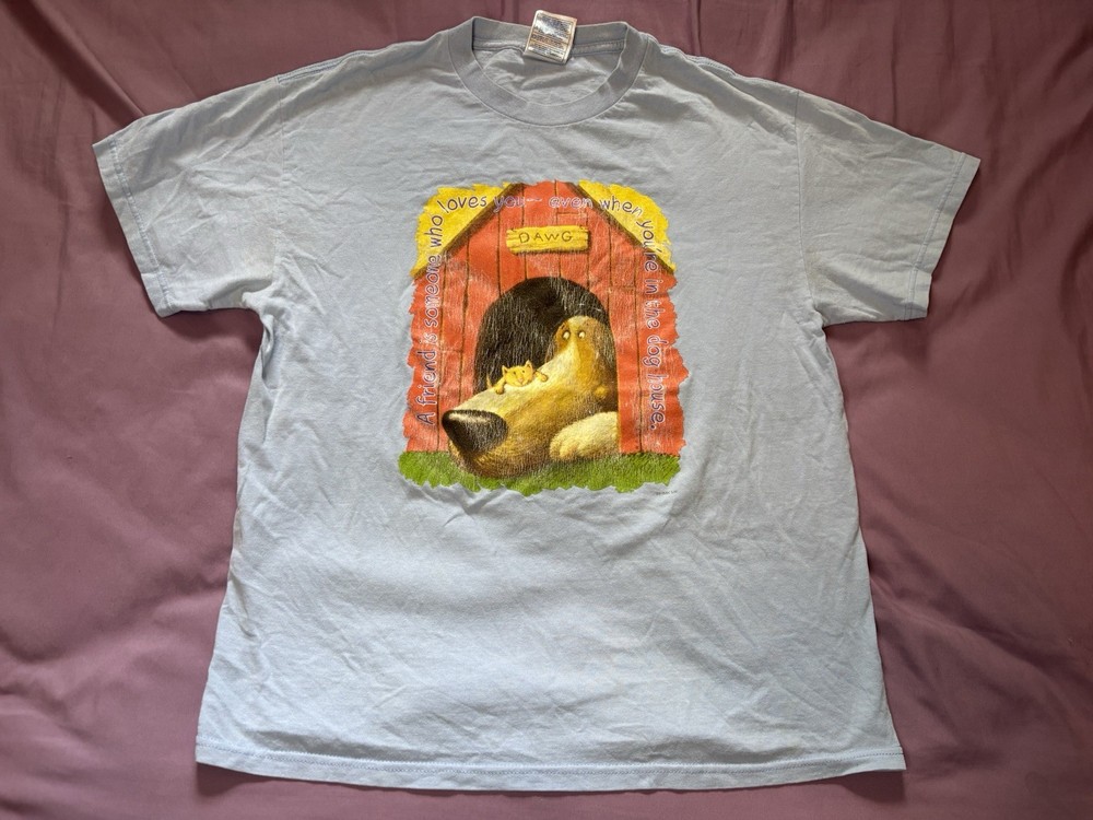 Vintage Pet Love Heaven Jerry Leigh Shirt Mens Large Blue Hallmark Dawg Graphic