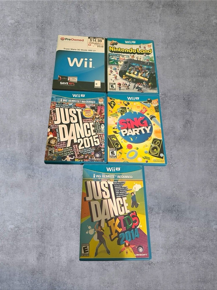Lot of 5 Nintendo Wii U Games Mario 3D World Nintendo Land Just Dance Party