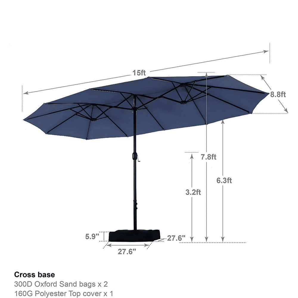 Extra Large Double-Sided Outdoor Patio Garden Umbrella