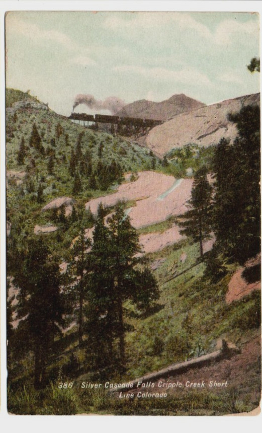 Vintage Postcard Silver Cascade Falls Cripple Creek Short Line Colorado
