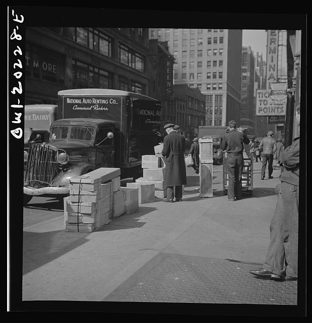 New York NY 1943 Garment District Loading Trucks Boxes Delivery Scene
