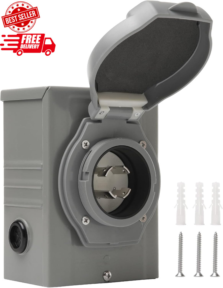 30 Amp Generator Inlet Box 4 Prong 125/250V - PB30, NEMA L14-30P Power Inlet Box