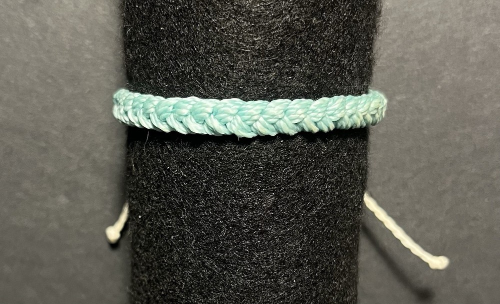 Pura Vida Light Aqua Solid Braided Bracelet W/ White Adjustable Cord