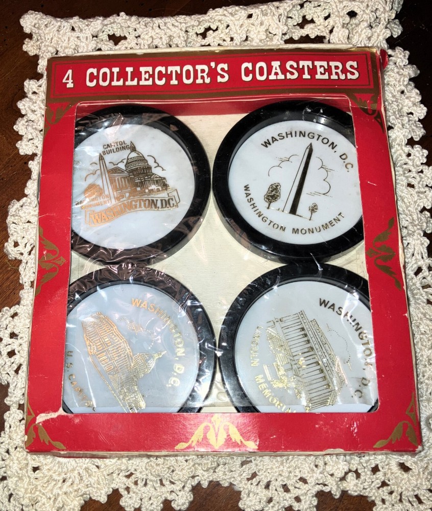 Vintage Washington DC Capitol Souvenir 4 Piece Collector Coaster Set Made in USA