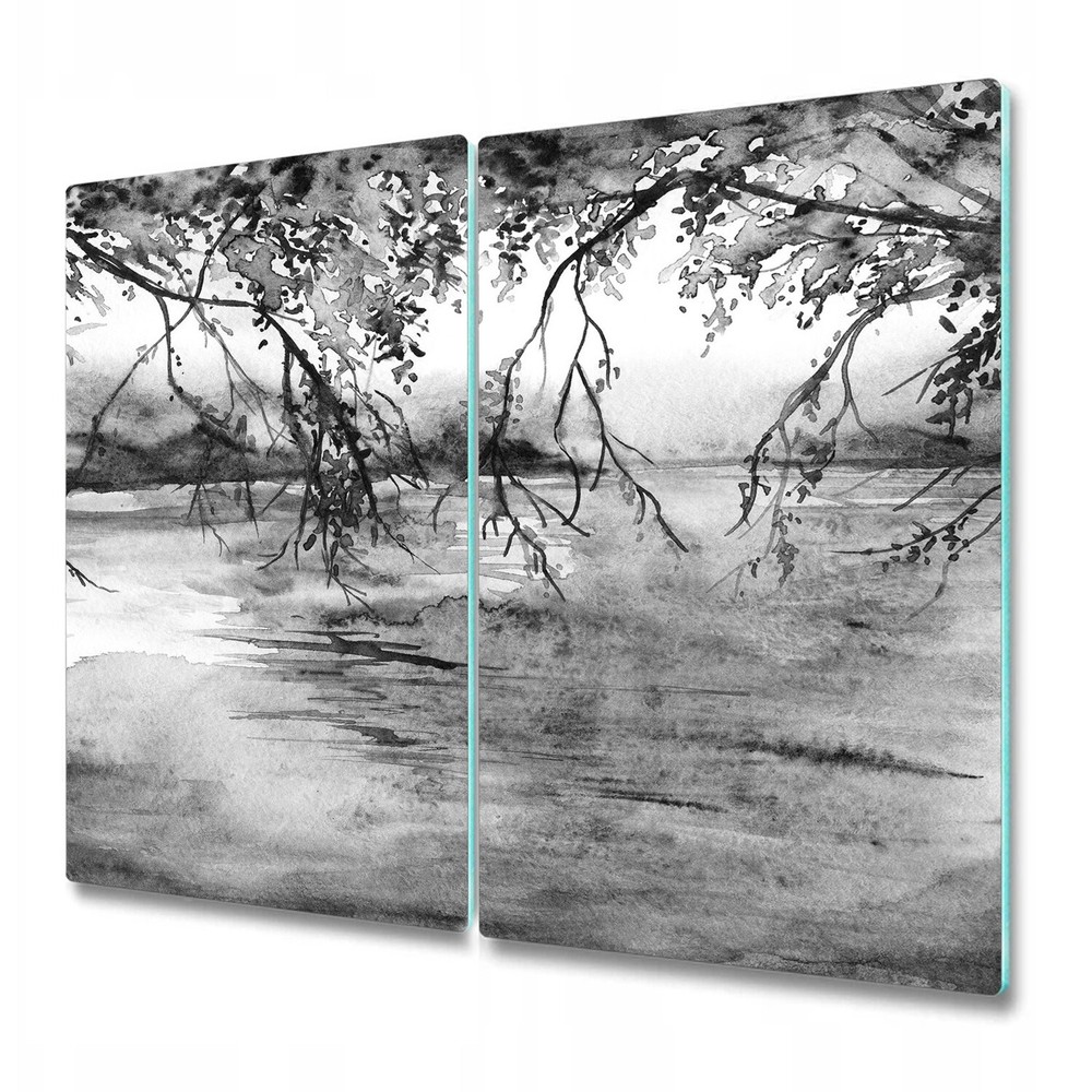 Tempered Glass Worktop Saver Tree Branch River Lake Landscape Painting 2x30x52
